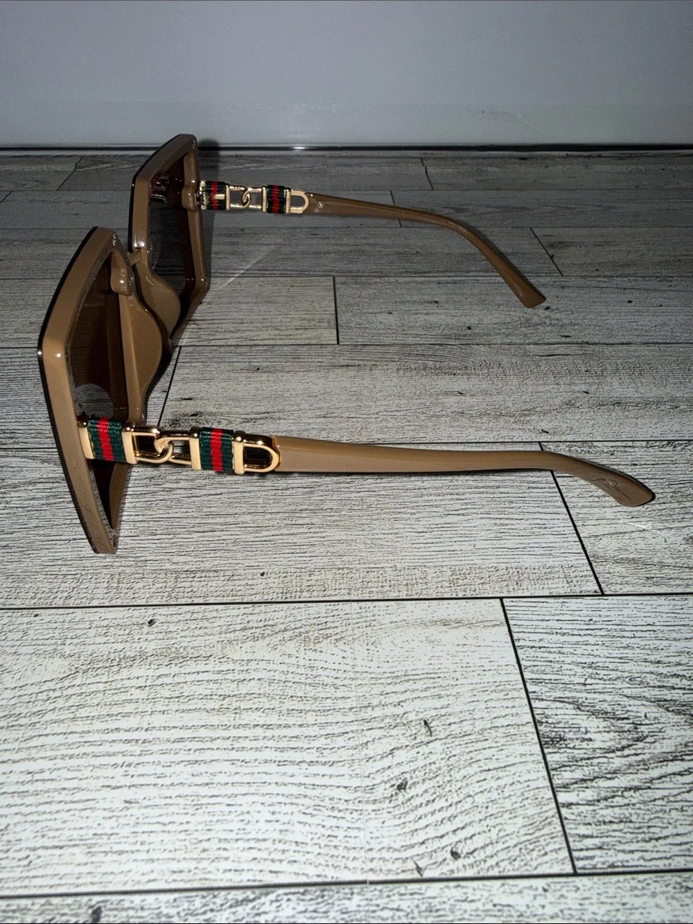 New Designer inspired Oversized Square Sunglasses in Burgundy and Gold